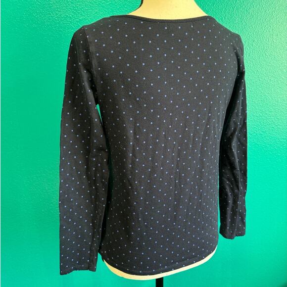 Liz Claiborne Navy Blue Polka Dot Basic Long Sleeve Tee Women's Small - Picture 5 of 8